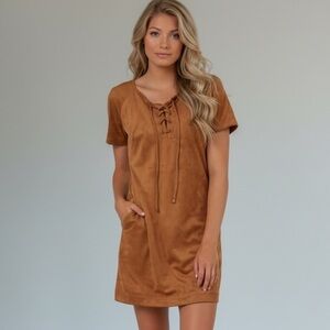 NWT Patrons of peace Western lace up faux suede dress bohemian